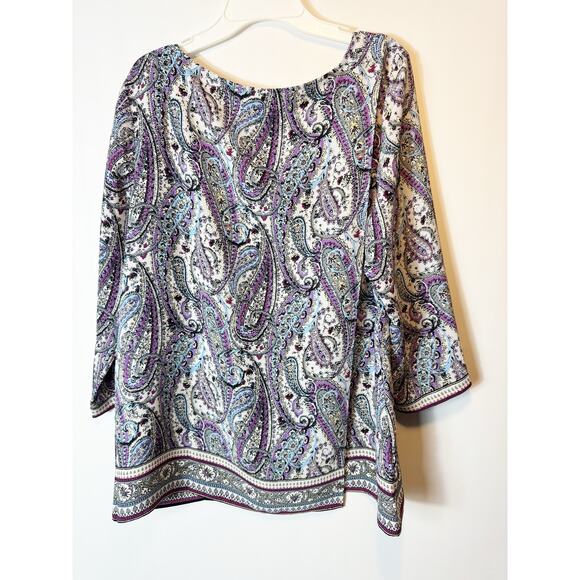 J. Jill Womens Adara Violet Paisley Wrap Back Shirt Size Medium - Picture 6 of 7
